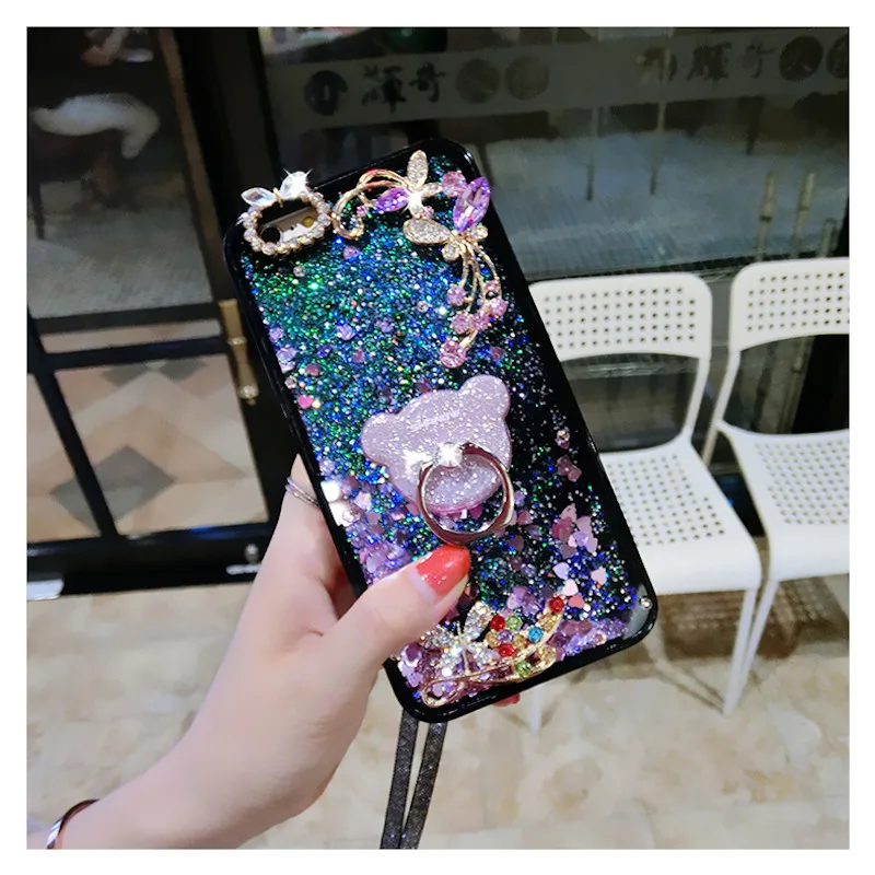 Для iphone XS XR MAX 11 12 mini Pro 6 7 8 плюс с подвесками в виде милых Стразы кольцом подставкой