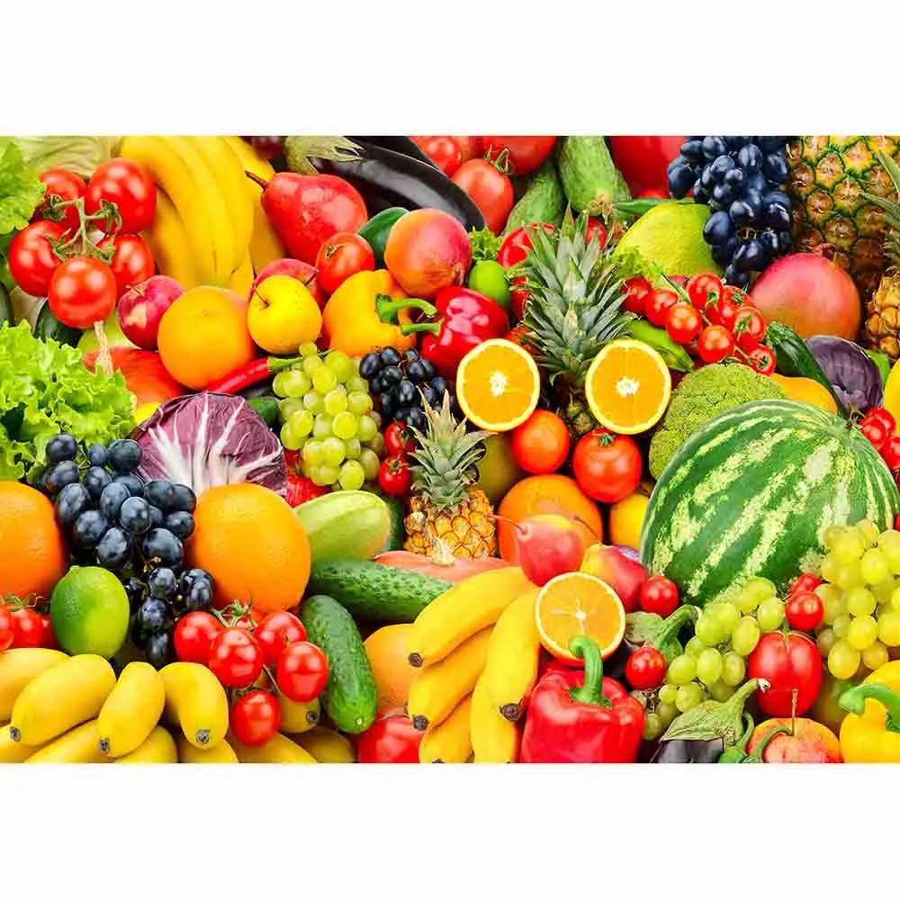 Funnytree photography backdrops fruit party appetizing banana citrus fresh grapes watermelon vitamin background photo fotografia |