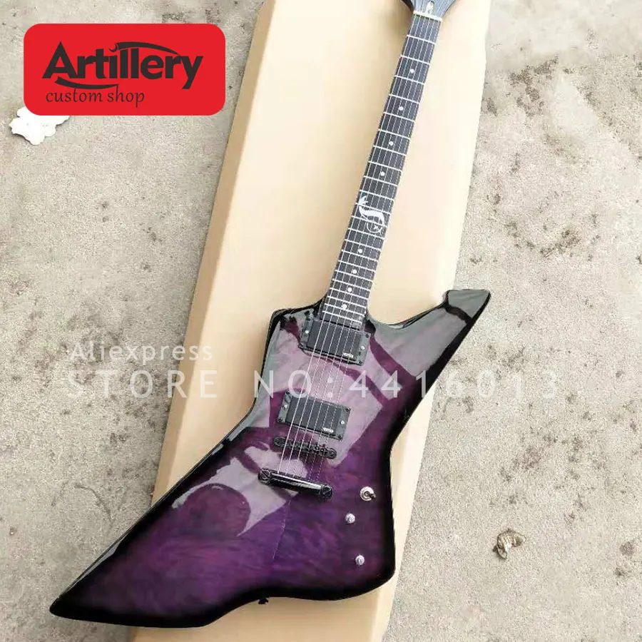 Custom JAMES HETFIELD 6 струн электрическая гитара с стеганым кленовым фиолетовым цветом