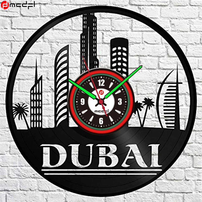 MCDFL Дубай Новый Современный Дизайн Виниловая запись тихие настенные часы