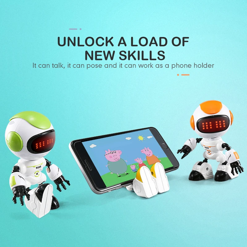 JJRC R8 робот жест Мини Смарт озвученные умные Светодиодные глаза RC DIY Роботы Синий