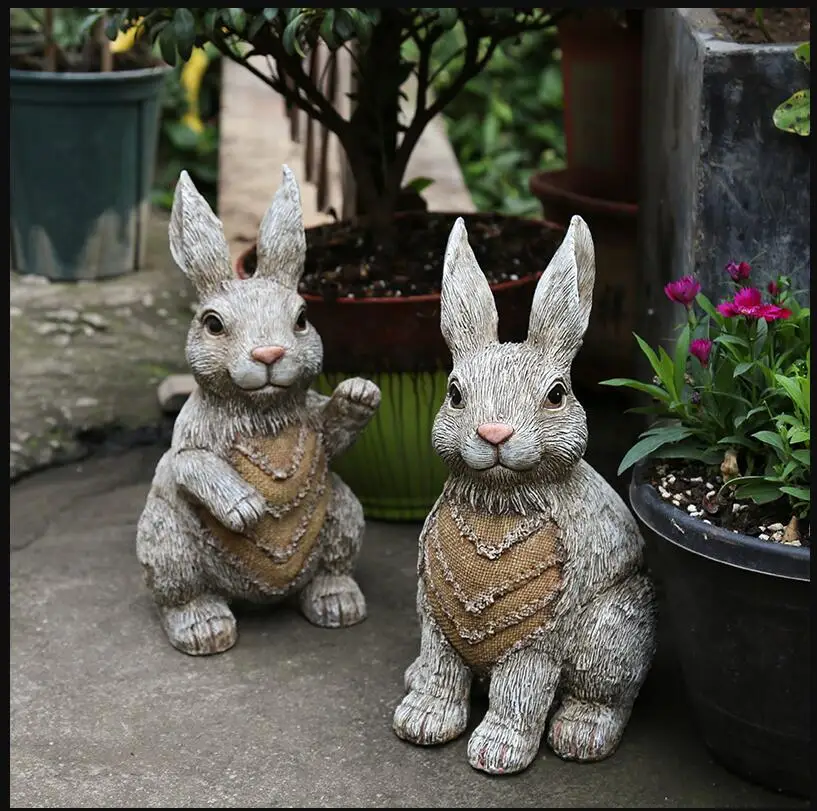 

Outdoor Gardening Simulation Animal Crafts Resin Bunny Ornaments Villa Park Statue Furnishing Courtyard Sculpture Figurines Art