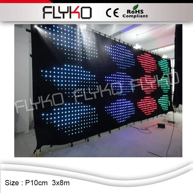 FLYKO сценический DMX/PC огнеупорный гибкий тканевый светодиодный видео