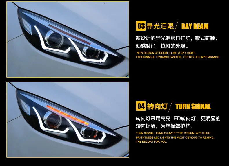 Автомобильный Стильный чехол на головную лампу для Ford Focus- фары светодиодный фары DRL Объектив Двойной Луч Биксеноновые автомобильные аксессуары