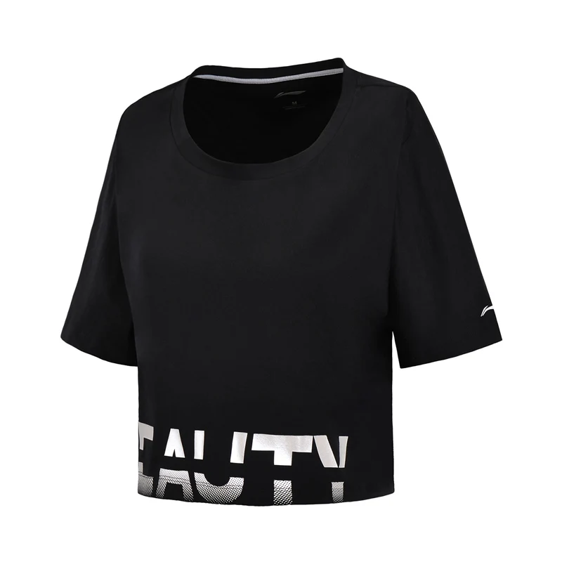 Женская футболка для тренировок Li-Ning свободная дышащая Спортивная из 68% хлопка 32%