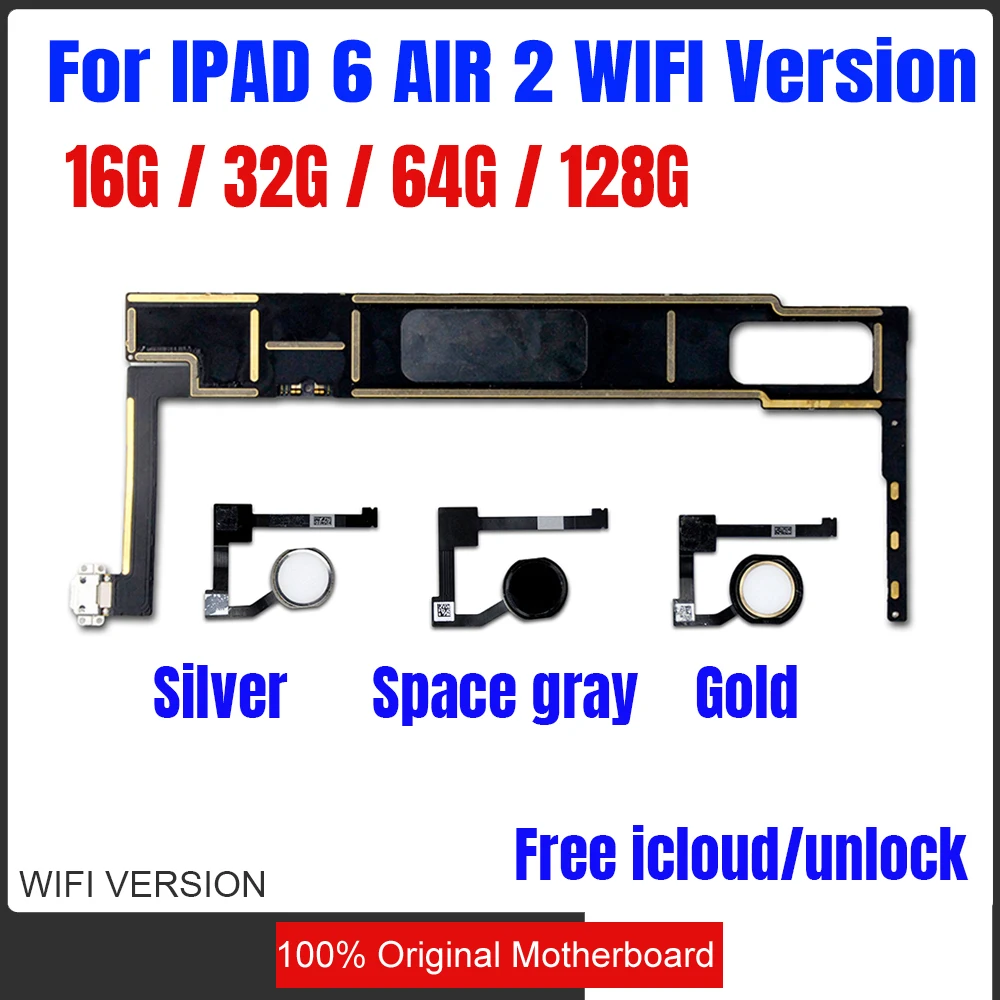 A1566 материнская плата для ipad 6/Air 2, разблокированная материнская плата с сенсорным id, версия Wifi, 16 ГБ, 32 ГБ, 64 ГБ, 128 ГБ