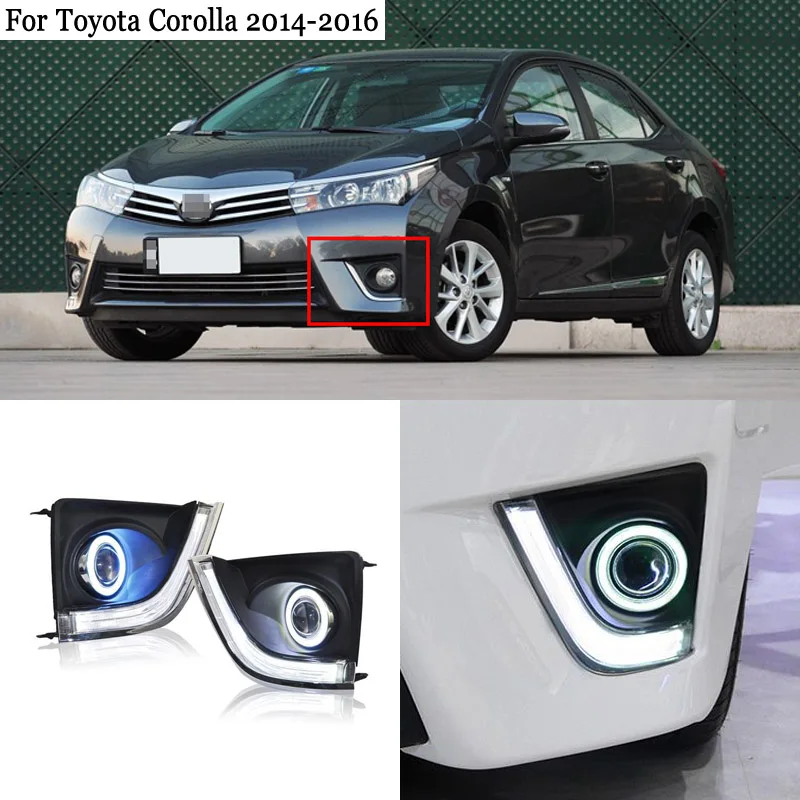 

Superb LED Bulbs COB Fog Lights +DRL Source Angel Eye Bumper Cover Fit For Toyota Corolla 2014-2016