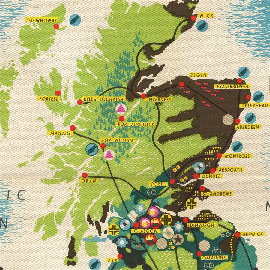 Винтажная карта Великобритании и ее природных богатств антикварная Наклейка на