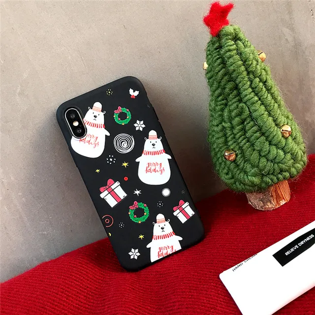 picture 4 black Для iphone X XS XR XS MAX, чехлы с Санта Клаусом, XSY& G, матовый Рождественский чехол для телефона, силиконовый чехол из ТПУ для iphone 6, 7, 6s, 8 Plus, Fundas Coque - Цвет: picture 4 black