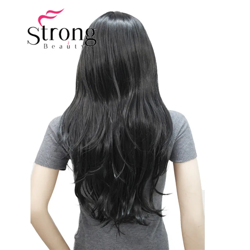 2 Natural Black StrongBeauty 2" синтетический парик длинные термостойкие большие волнистые волосы для женщин косплей парик светло-коричневый с выделенным - Цвет: 2 Natural Black