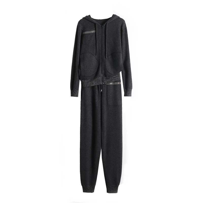 Женский кашемировый костюм из бамбукового волокна повседневный теплый свитер с