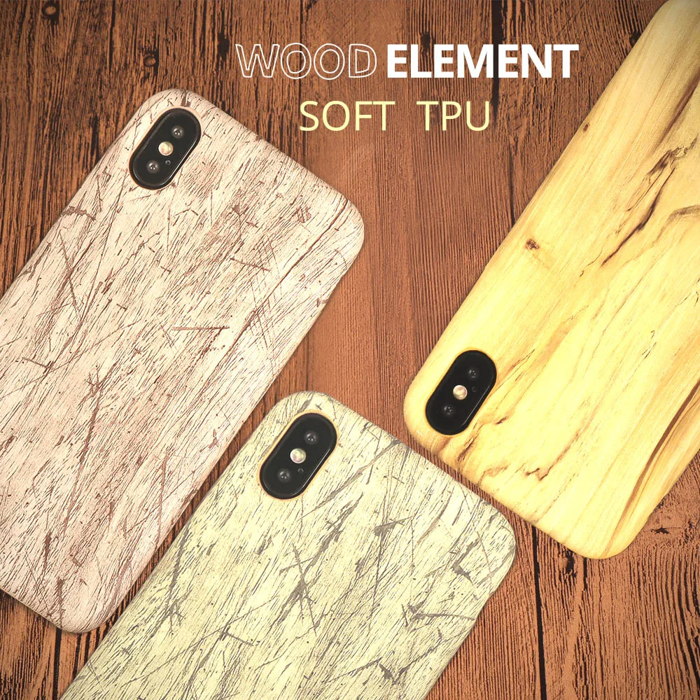 Wooden pattern Case For iPhone 7 case 8 plus Natural TPU Back Cover 6 6s X XR XS Max Soft Phone Bags |