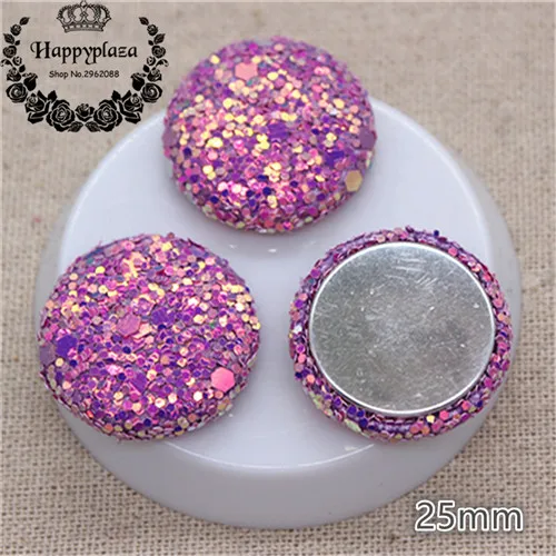 purple 10pcs 10 шт 25 мм блестки, покрытая тканью, круглая пуговица для дома и сада, плоская задняя часть, кабошон, рукоделие, скрапбукинг, сделай сам - Цвет: purple 10pcs