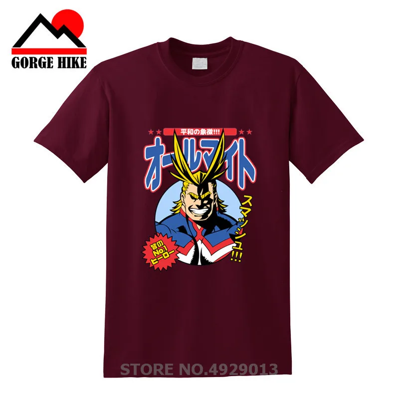 Футболка с героями аниме All Might No.1 Simbol of peace No Hero academic Man новая летняя мужская