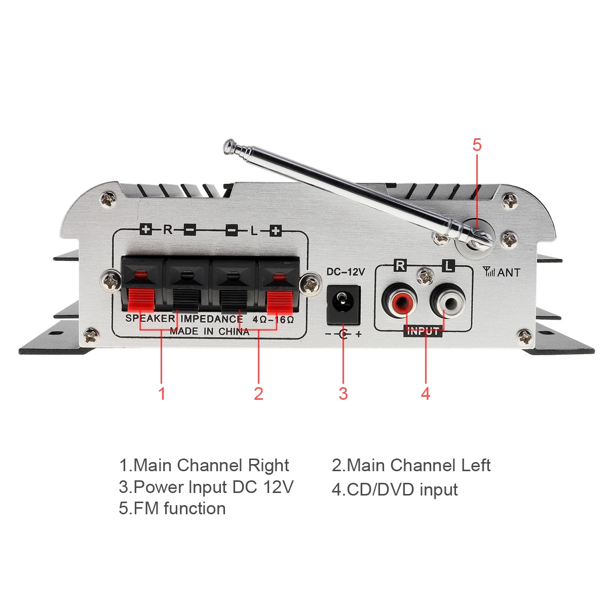 Автомобильный аудио усилитель мощности 2 канала Hi Fi FM радио USB MP3 стерео цифровой