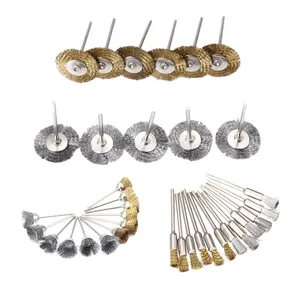 Набор шлифовальных кругов DRELD, 36 шт.лот, латунная стальная проволочная щетка, набор для чистки металла, дрели, хвостовик 2,35 мм