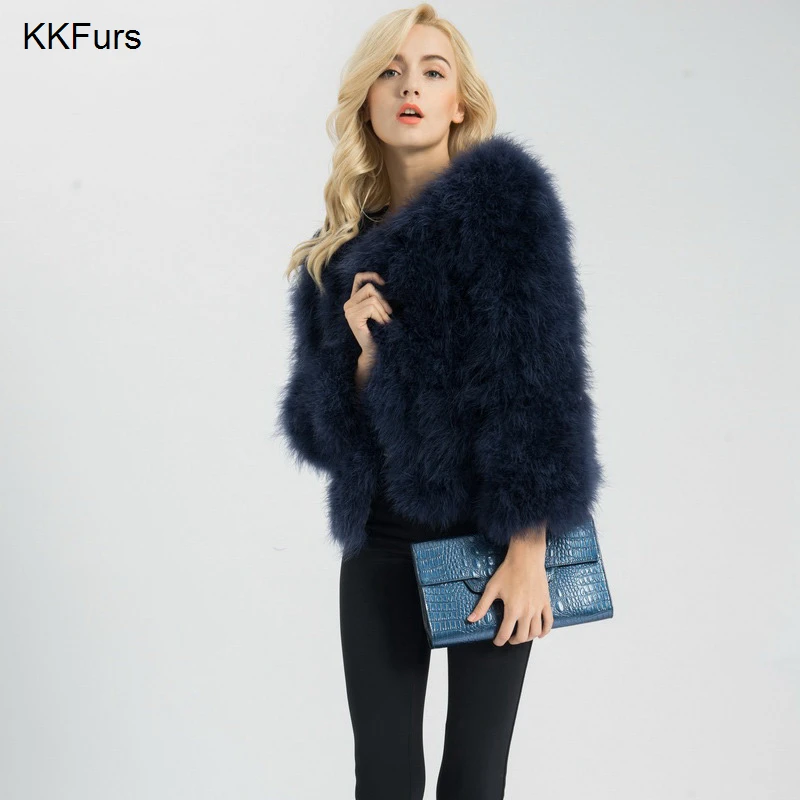 JKKFURS Новое Женское пальто с натуральным мехом зимняя теплая куртка из