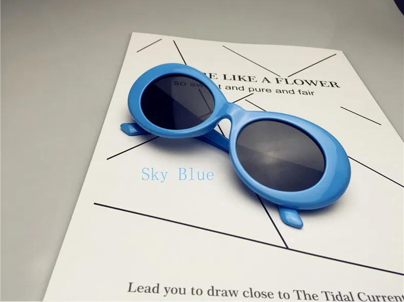 light blue Очки Cobain Круглые Солнцезащитные очки для женщин зеркальные очки ретро женские мужские солнцезащитные очки UV400 - Цвет линз: light blue