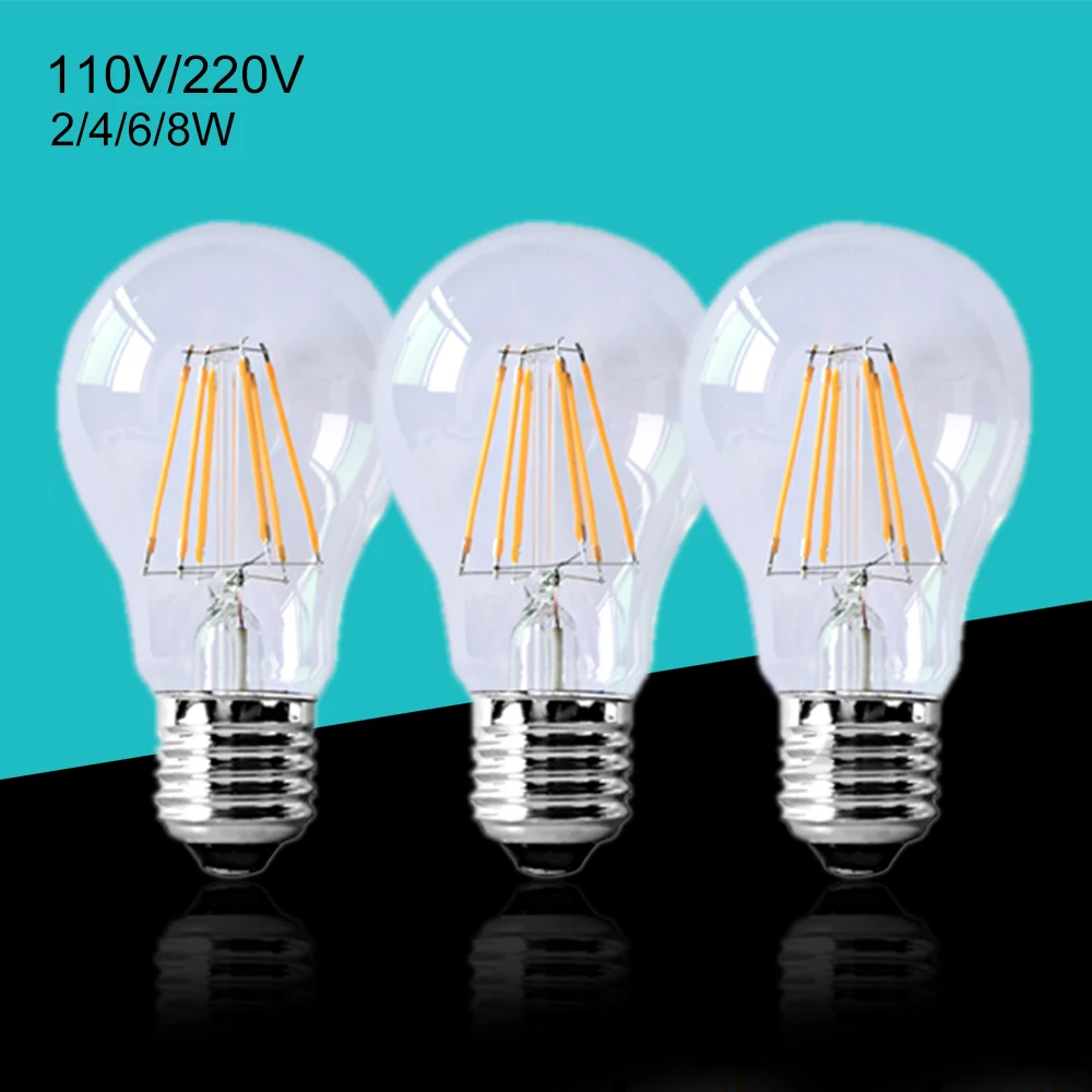 Светодиодсветодиодный лампа накаливания E27 в стиле ретро 2 Вт 4 6 8 с регулируемой