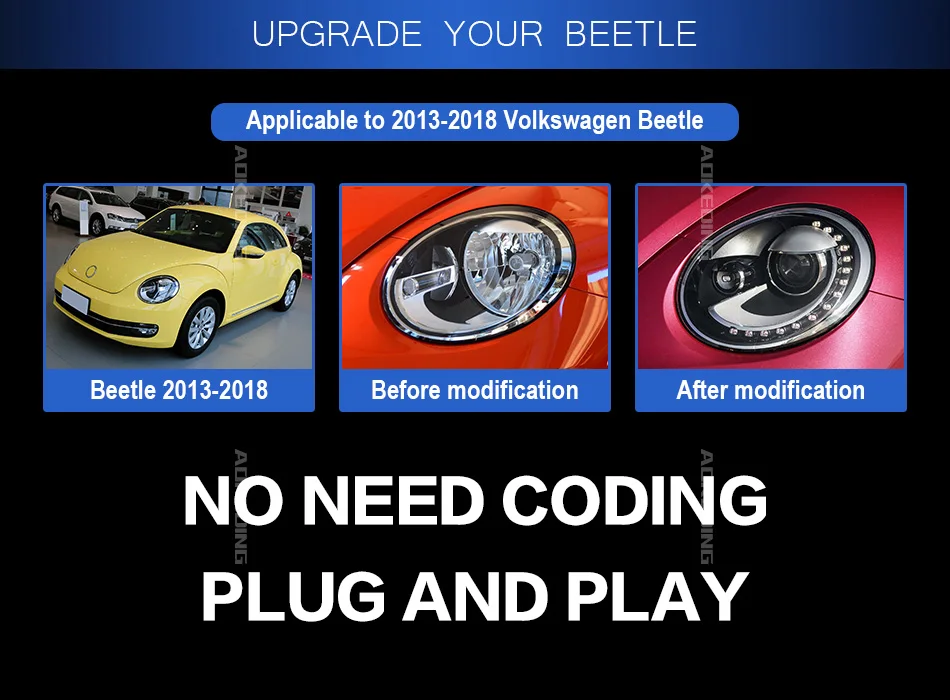 AKD автомобильный Стайлинг для VW Beetle фары 2013- Beetle светодиодный фары DRL HID фара ангел глаз биксеноновые фары аксессуары