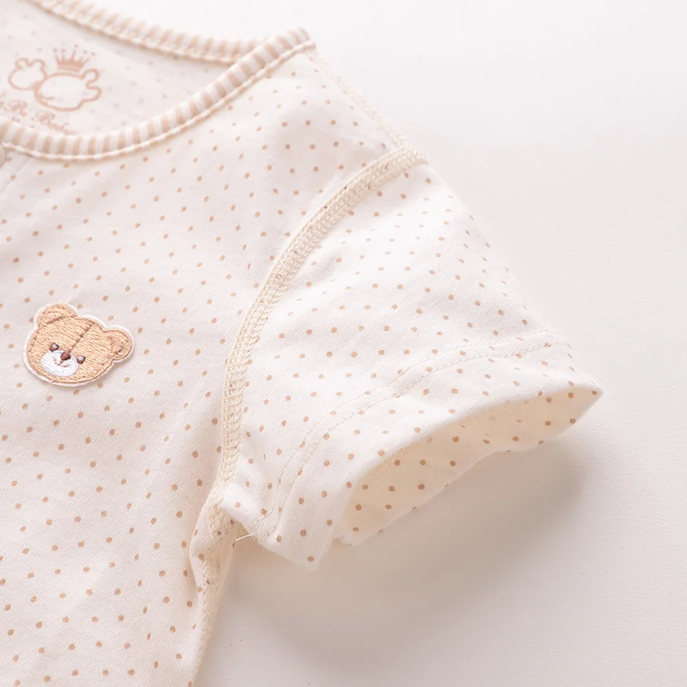 LABIBABY Short Sleeve Unisex Sleepwear Crotch Open Single Breasted Jumpsuits for girls &amp Boys Clothes One-Pieces Cotton |