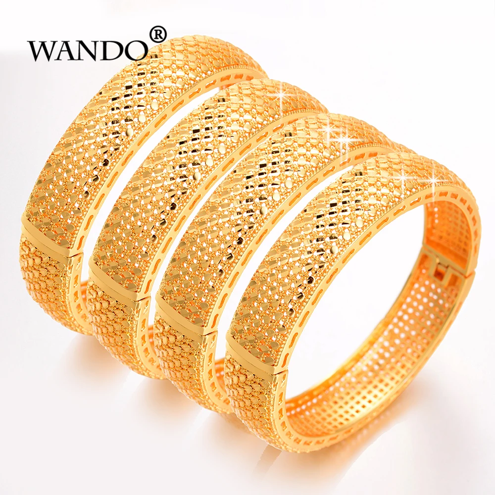 WANDO 4 шт./лот золотые полые браслеты из Дубая женские эфиопские Ближний Восток