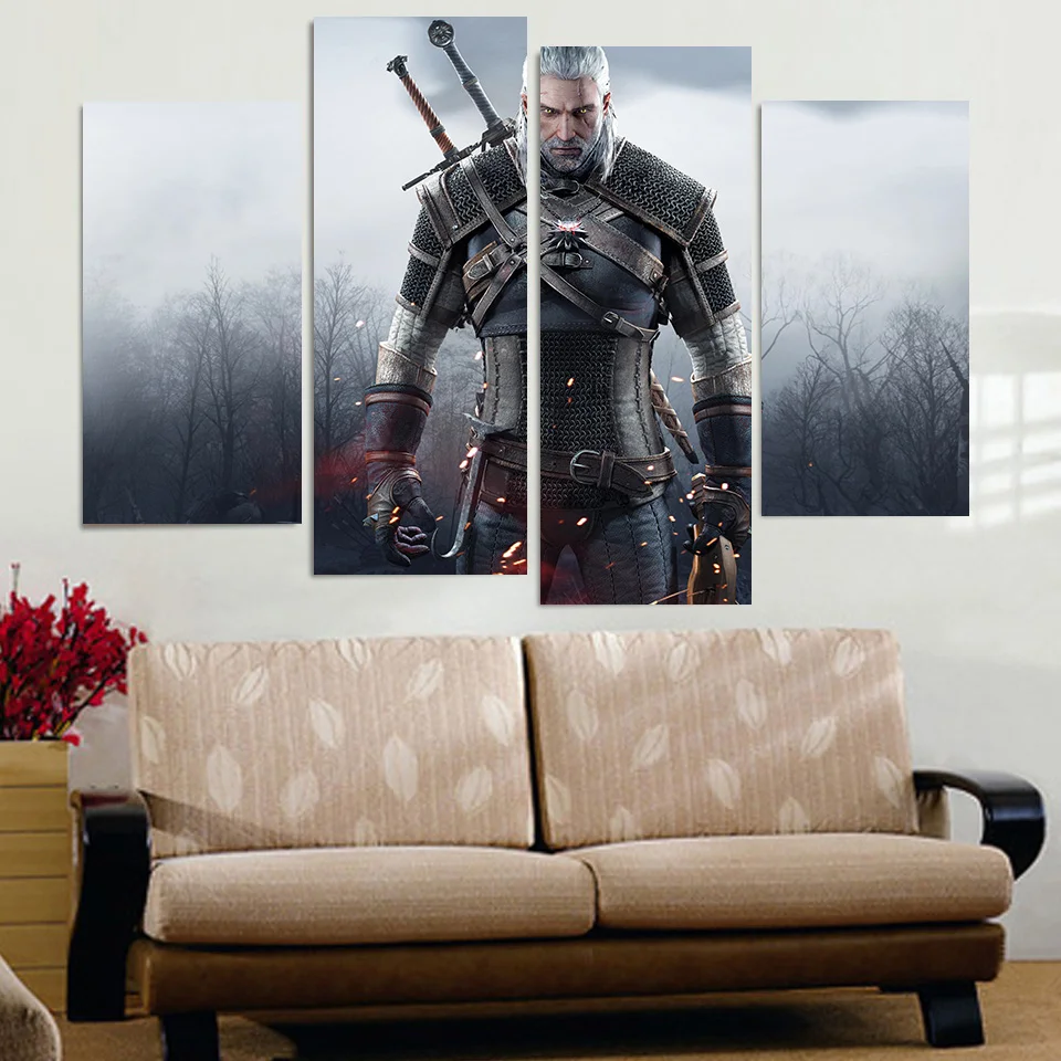 Настенная живопись на холсте компьютерная игра HD печать 4 шт. Постер Декор