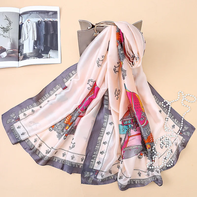 Новая модная весенняя и летняя Лидирующий чешские шелковые шарфы имитация шелка