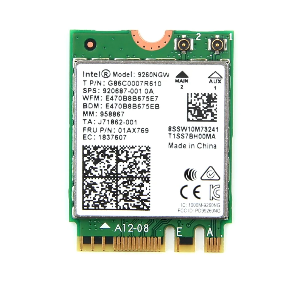 Двухдиапазонный Настольный беспроводной Intel 9260AC 9260NGW 802.11802.11ac 1730 Мбит/с Wifi Bluetooth 5 0