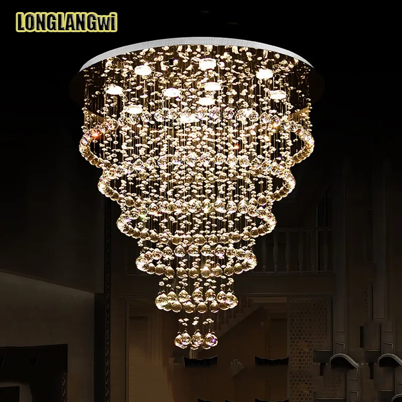Большие круглые современные светодиодные K9 хрустальные люстры для ресторана