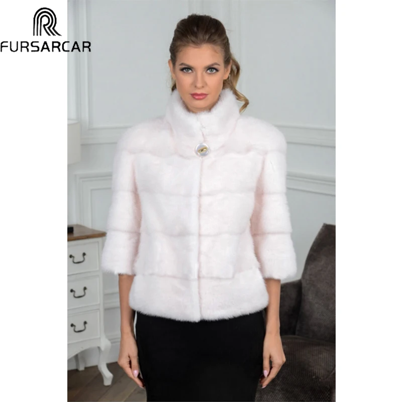 FURSARCAR короткая куртка из натурального меха норки тонкое меховое пальто женское