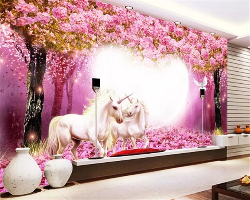3d обои теплые Taoyuan Белая лошадь единорог 3D бар КТВ фон настенная бумага домашний