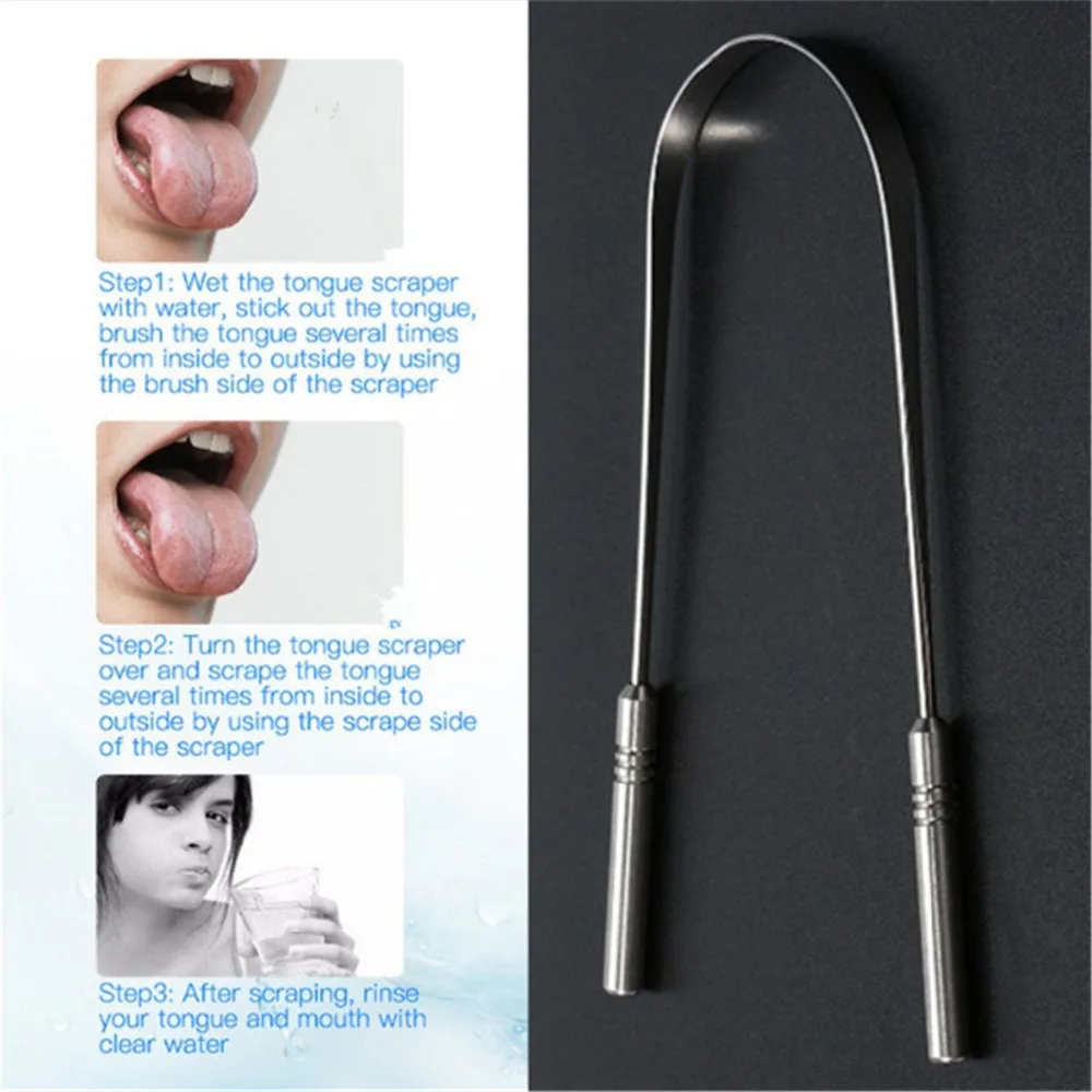 Stainless Steel Tongue Scraper Cleaner Coated Toothbrush Fresh Breath Cleaning Dental Oral Hygiene Care Tools | Красота и здоровье