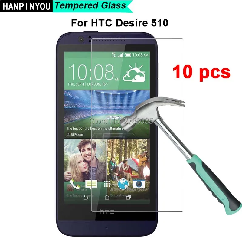 

10 шт./лот для HTC Desire 510 4,7 "новая твердость 9H 2.5D ультра-тонкая закаленная Защитная стеклянная пленка для экрана