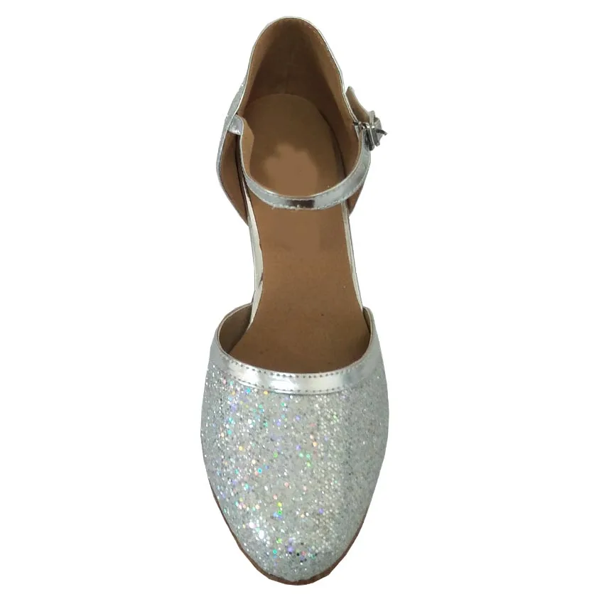 Elisha Dance Shoe Women's Full Size Customized Heel Closed Toe Ballroom Party Latin Salsa Silver Lady Dancing Shoes | Спорт и