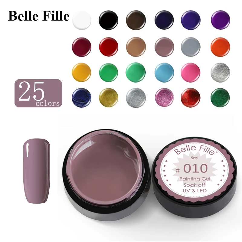 Belle FILLE Hotsales 25 Цвета польский Краски гель Draw состав лаков 1 шт. акрил Совет салон