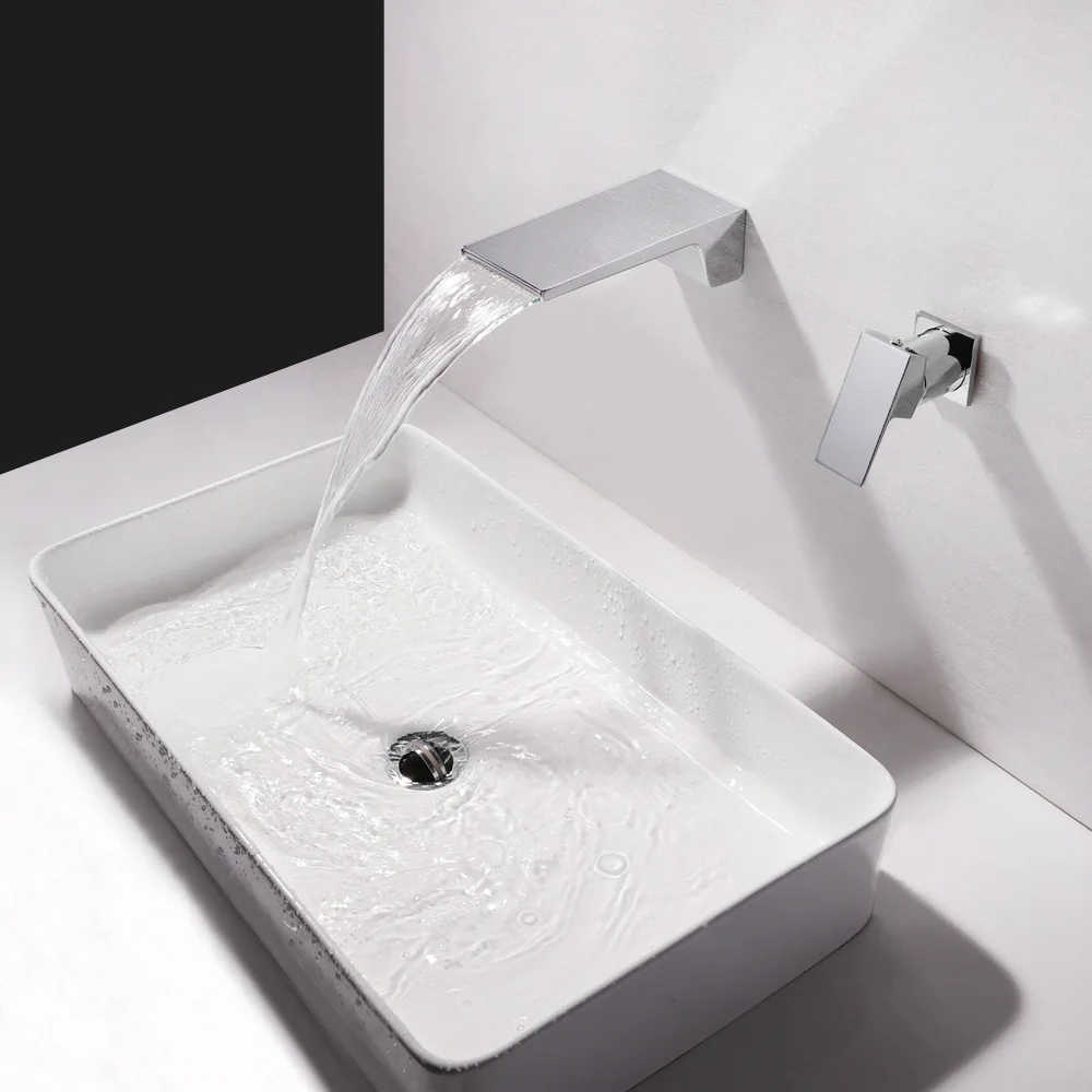 Светодиодный настенный смеситель для раковины Водопад латунный Смеситель с