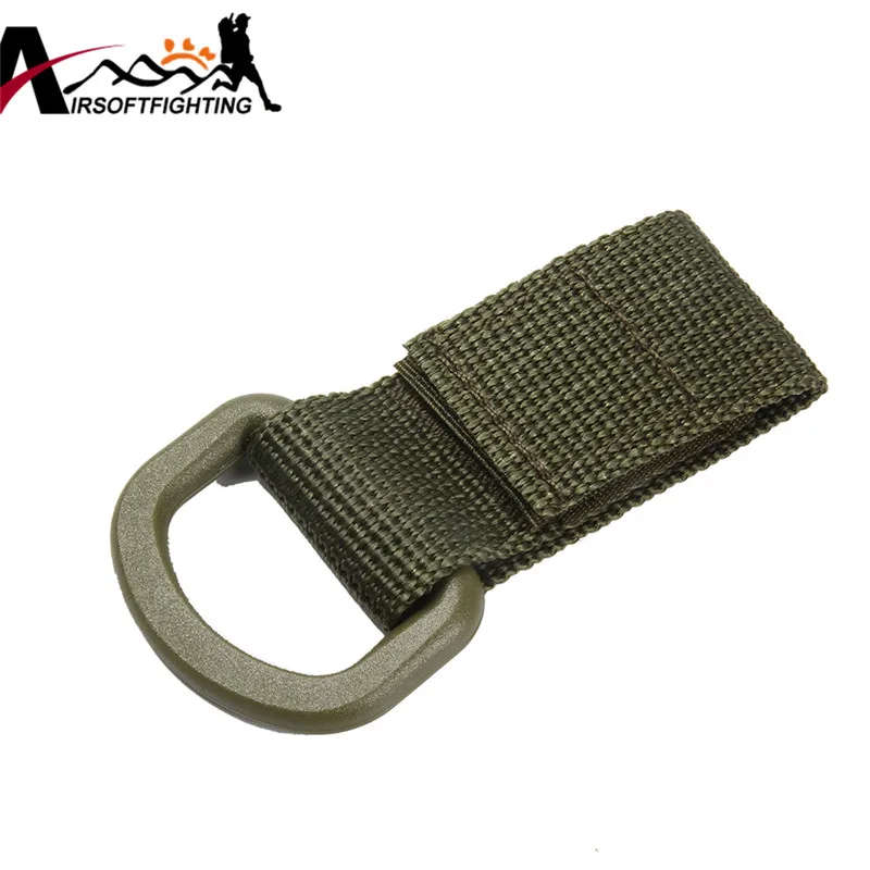Tactical Nylon Molle Webbing Belt D-Ring Carabiner Buckle Outdoor Camping Hiking Backpack Keychain Hanger Key Hook