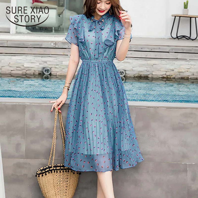 Женское платье с поясом на резинке свободное пляжное короткими рукавами и