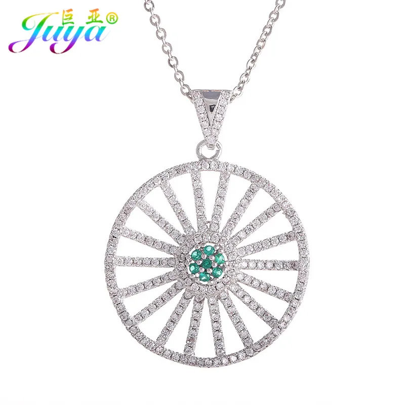 Колье Juya ожерелье с длинными цепями Bijoux круглой подвеской из циркония