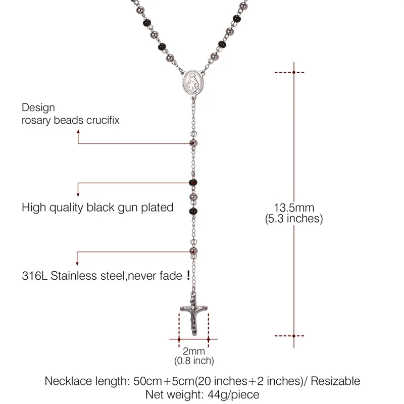 Женское Ожерелье Collare Rosary золотое/черное ожерелье из нержавеющей стали 316L