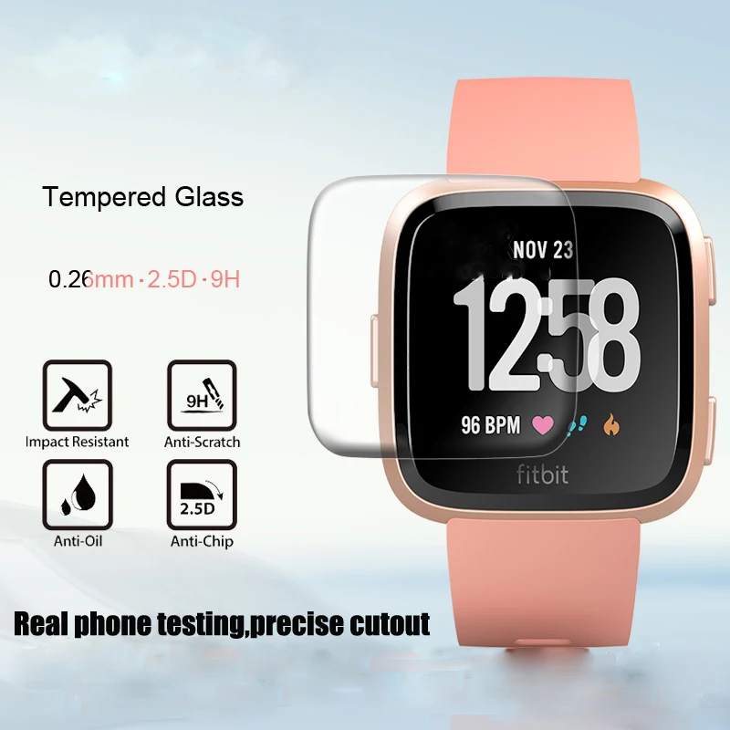 

1/2 PCS HD Tempered Screen Glass Protector Film For Fitbit Versa Smart watch Accessories 9H 2.5D Premium Screen Protector