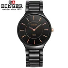 Модные парные брендовые кварцевые женские часы черные керамические ультратонкие наручные часы женская форма часы в подарочной коробке мужские BINGER бренд 8006 м