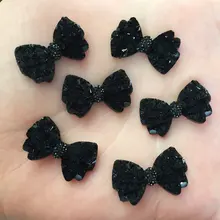 40 шт. черный бант с плоской задней частью из смолы камень скрапбук DIY свадебный орнамент для аппликации шпилька аксессуары ремесла F553