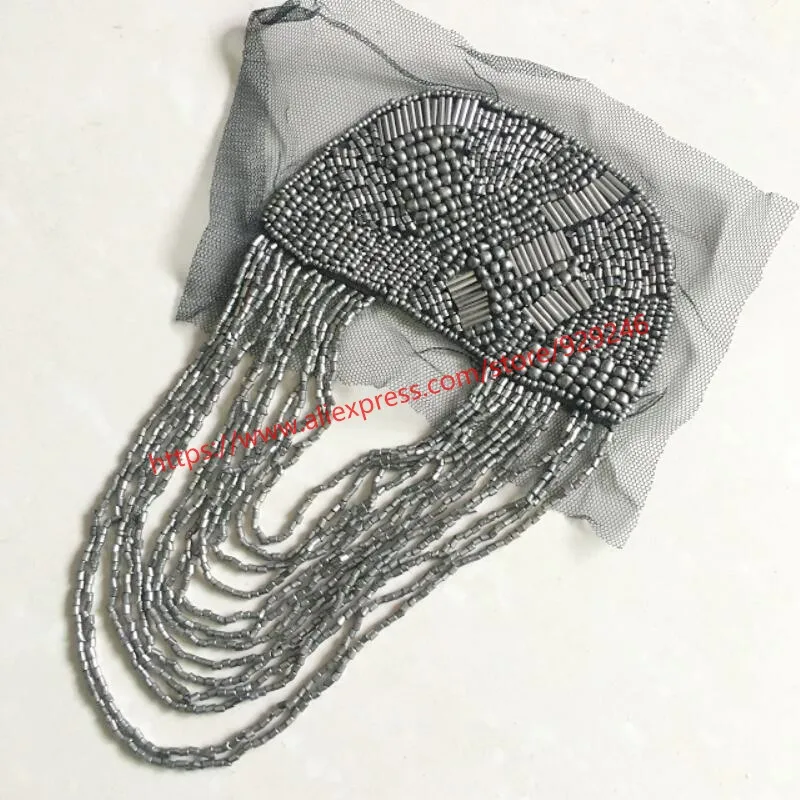 2 шт./лот серые бусины-нашивки с кисточкой для одежды аксессуар плеч Ручная