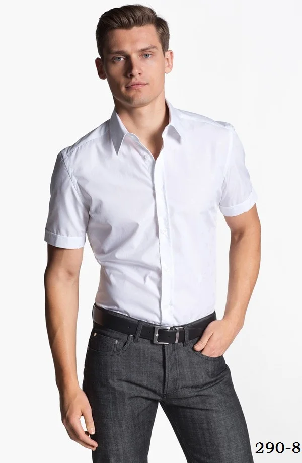 

man's plain color white cotton/polyester designer dress slim-fit summer shirt, tailor bespoke cotton casual shirt,2018 VA