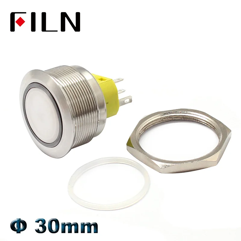 30mm red bi-color RGB led Metal Push Button Switch momentary latching waterpoof 2no2nc pushbutton switch on off stainless steel |
