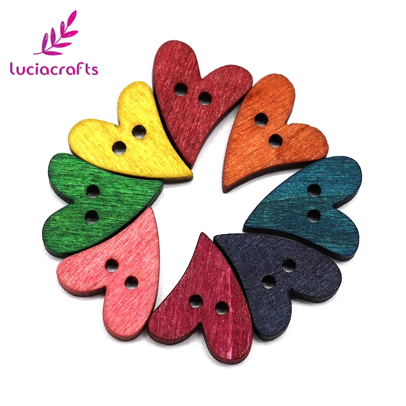 Lucia crafts 12 шт./лот 20 мм Сердце Форма деревянные пуговицы с 2 отверстиями швейные изделия ручной работы Скрапбукинг для одежды аксессуары E0311