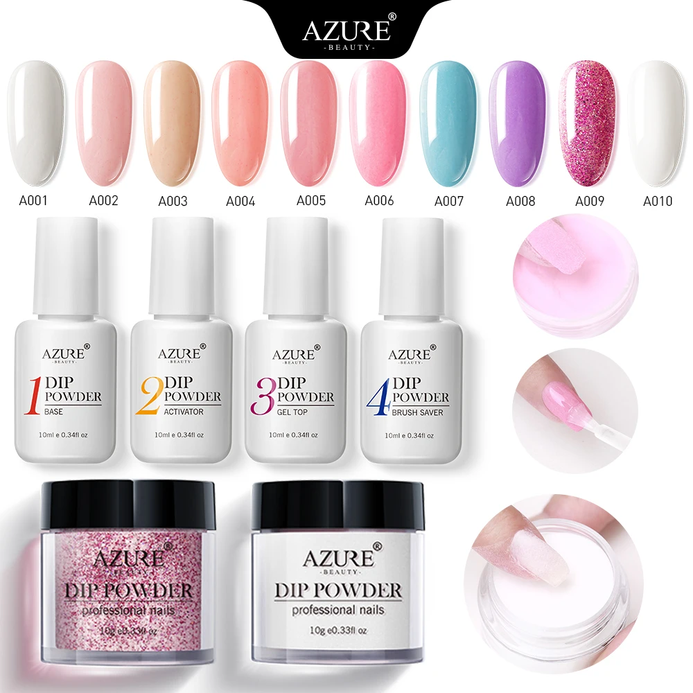Порошок для ногтей Azure Beauty новинка Жидкий Гель лак натуральный сухой без лампы 5