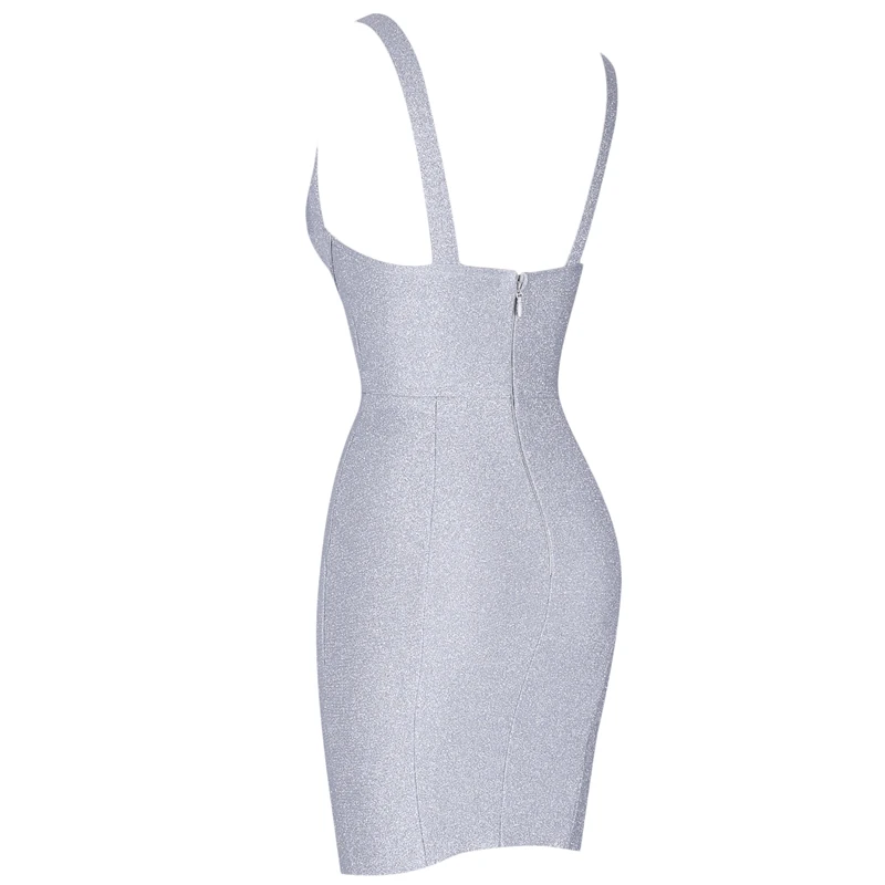 Женское вечернее мини платье Ocstrade блестящее серебристое облегающее бюстье на